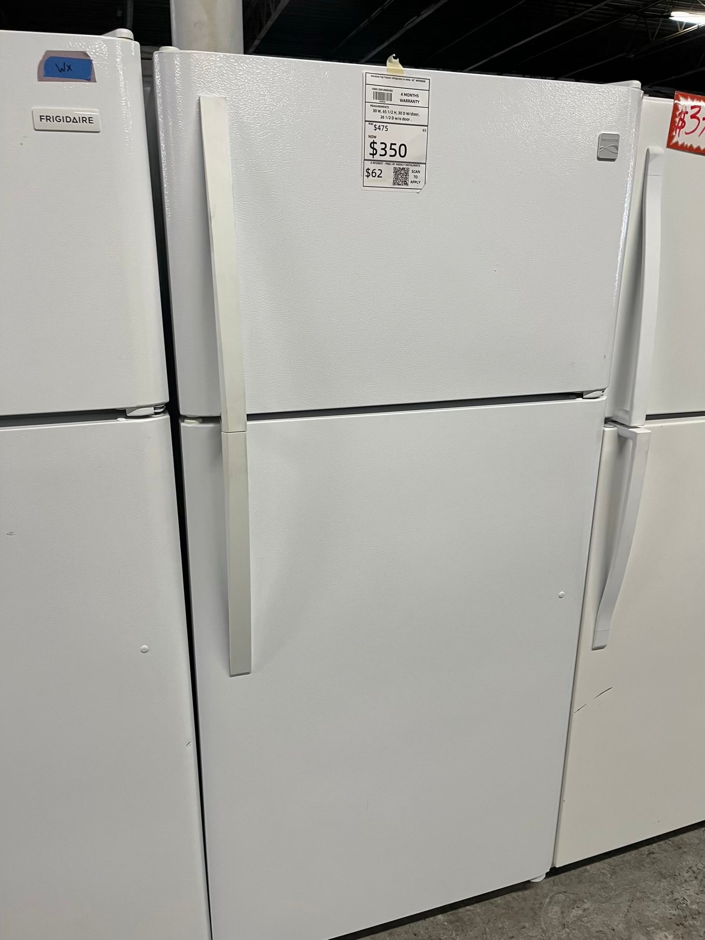 - Kenmore Top freezer refrigerator in white 30" #RF896DB