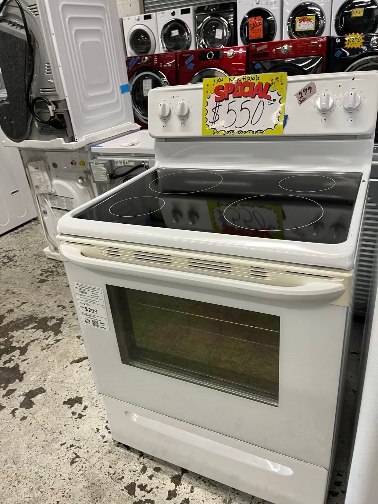 Frigidaire electric range 220v bake broil in white Refurbished 30" #ER529CB