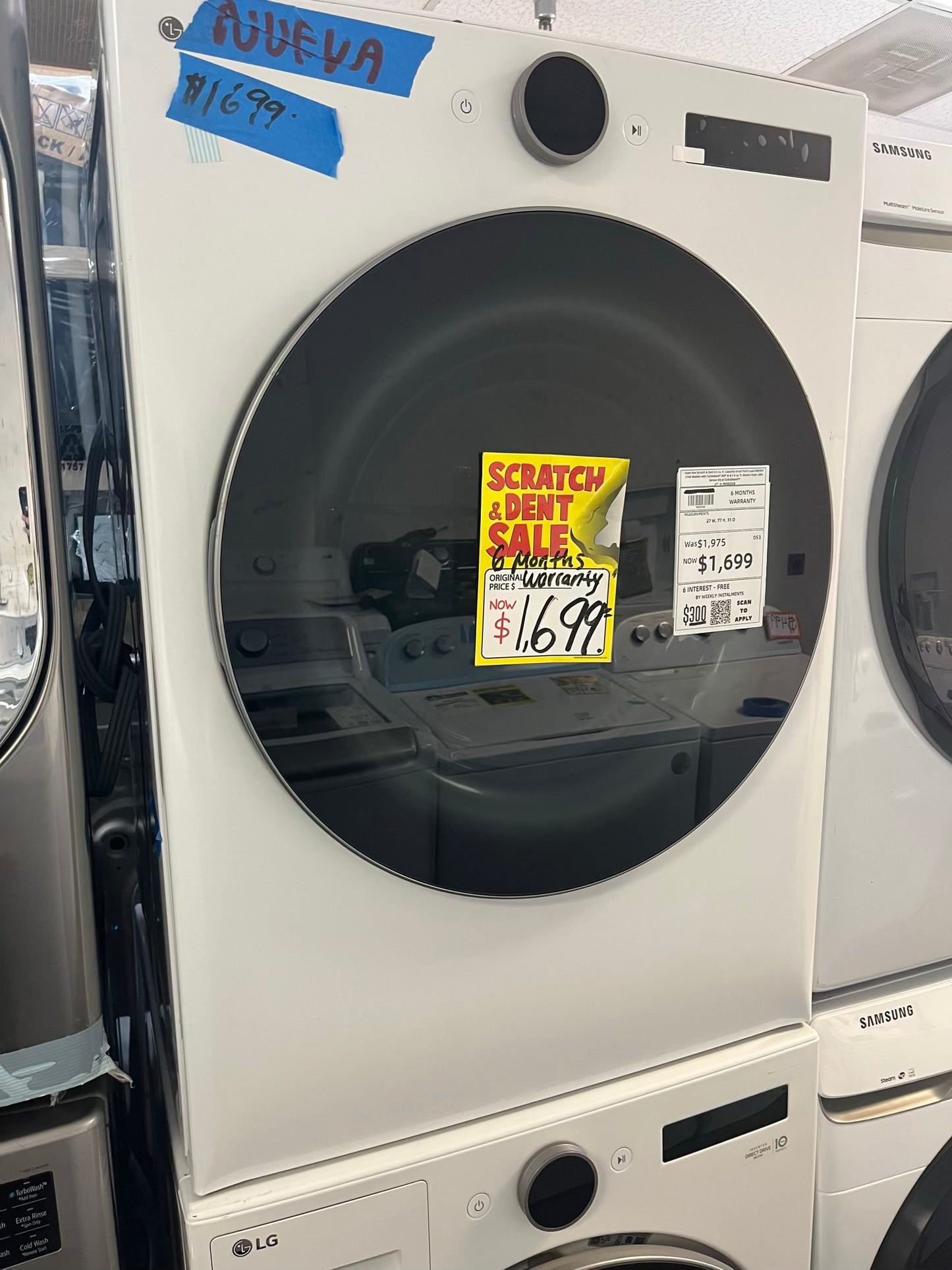 - Open Box Scratch & Dent 4.5 cu. ft. Capacity Smart Front Load ENERGY STAR Washer with TurboWash® 360° Al & 7.4 cu. ft. Electric Dryer 220v Sensor Dry & TurboSteam™ 27" In #WD633CB