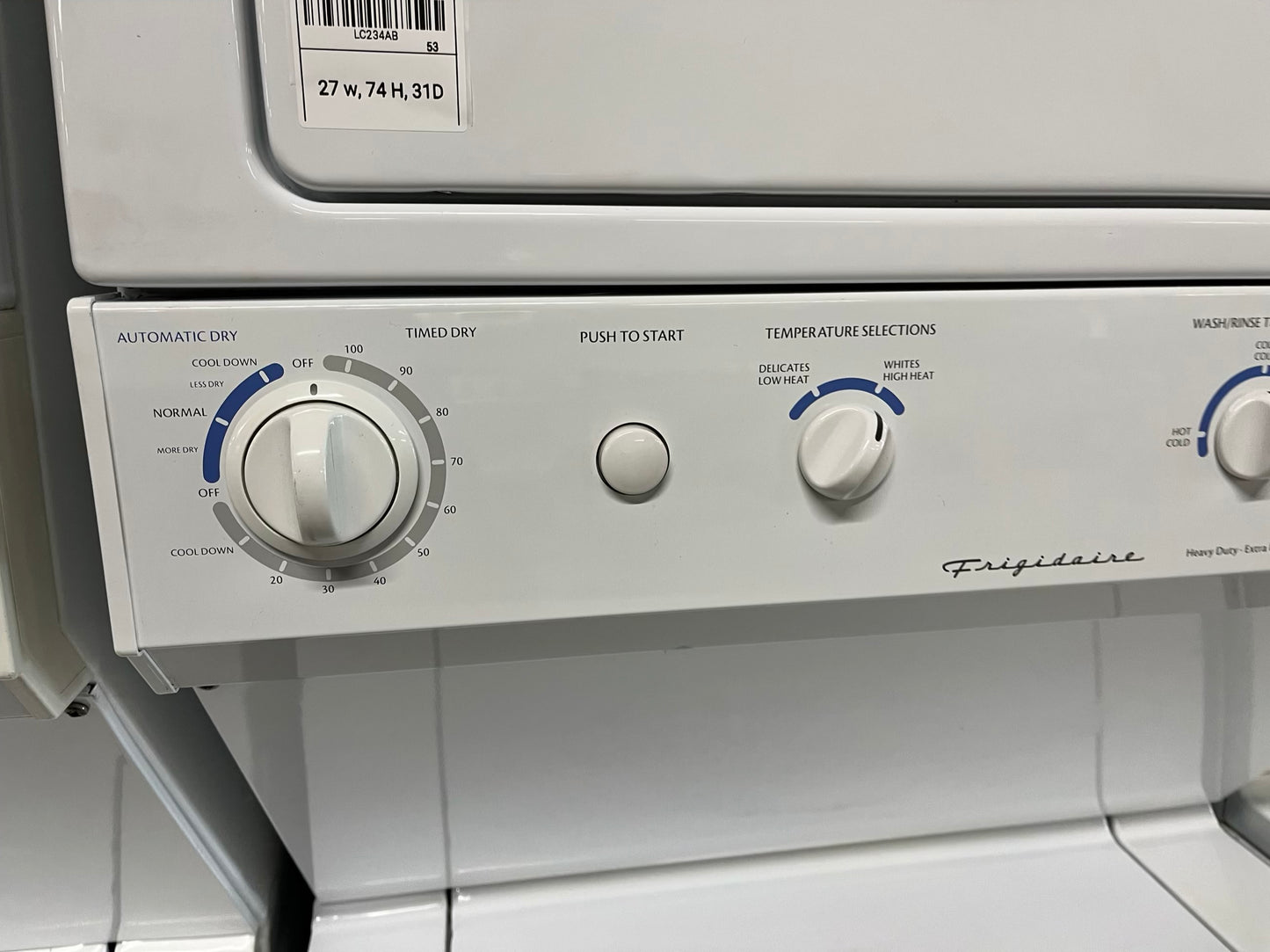 -Frigidaire stacked laundry center Electric 220v washer & dryer set in white 27" #LG234AB