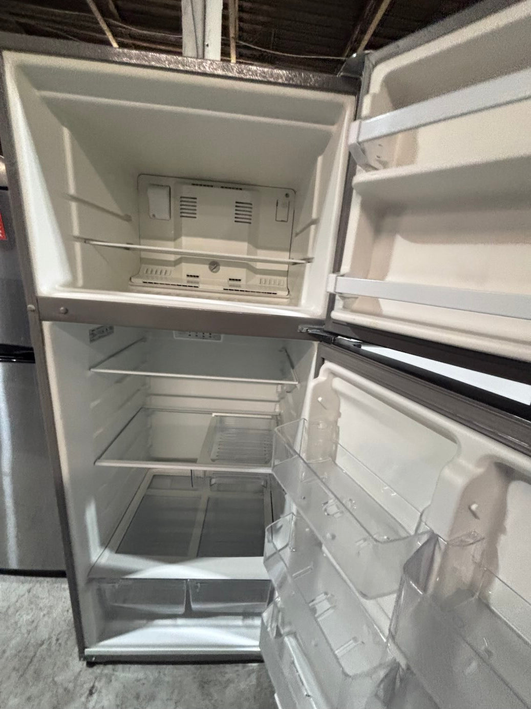 >*28” whirlpool top freezer fridge stainless steel  used-refurbished #FFQX4ZB