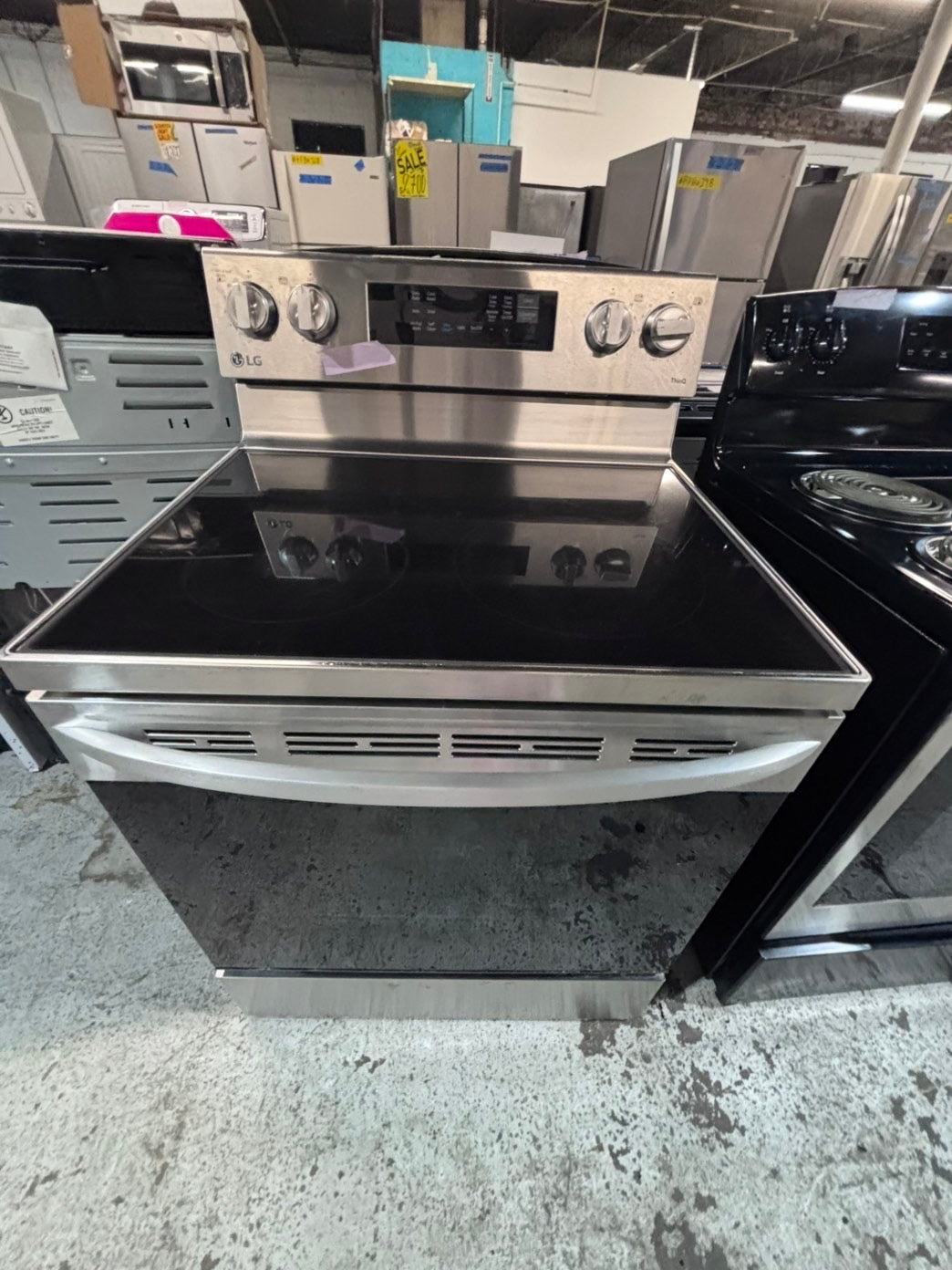 >*LG Air-fry Glass Top electric stove stainless steel convection oven bake broil 5 burner Self clean 30” used-Refurbished #ELGP51B
