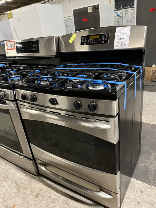 - GE gas range stainless steel 5 burner bake broil hi/lo self clean #GR739FB