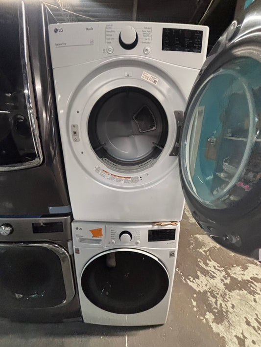 } LG washer & dryer set large capacity,electric 220v front load stackable or side by side - sensor dry , working 💯 with warranty ! in white color used,refurbished #LGHF73SET