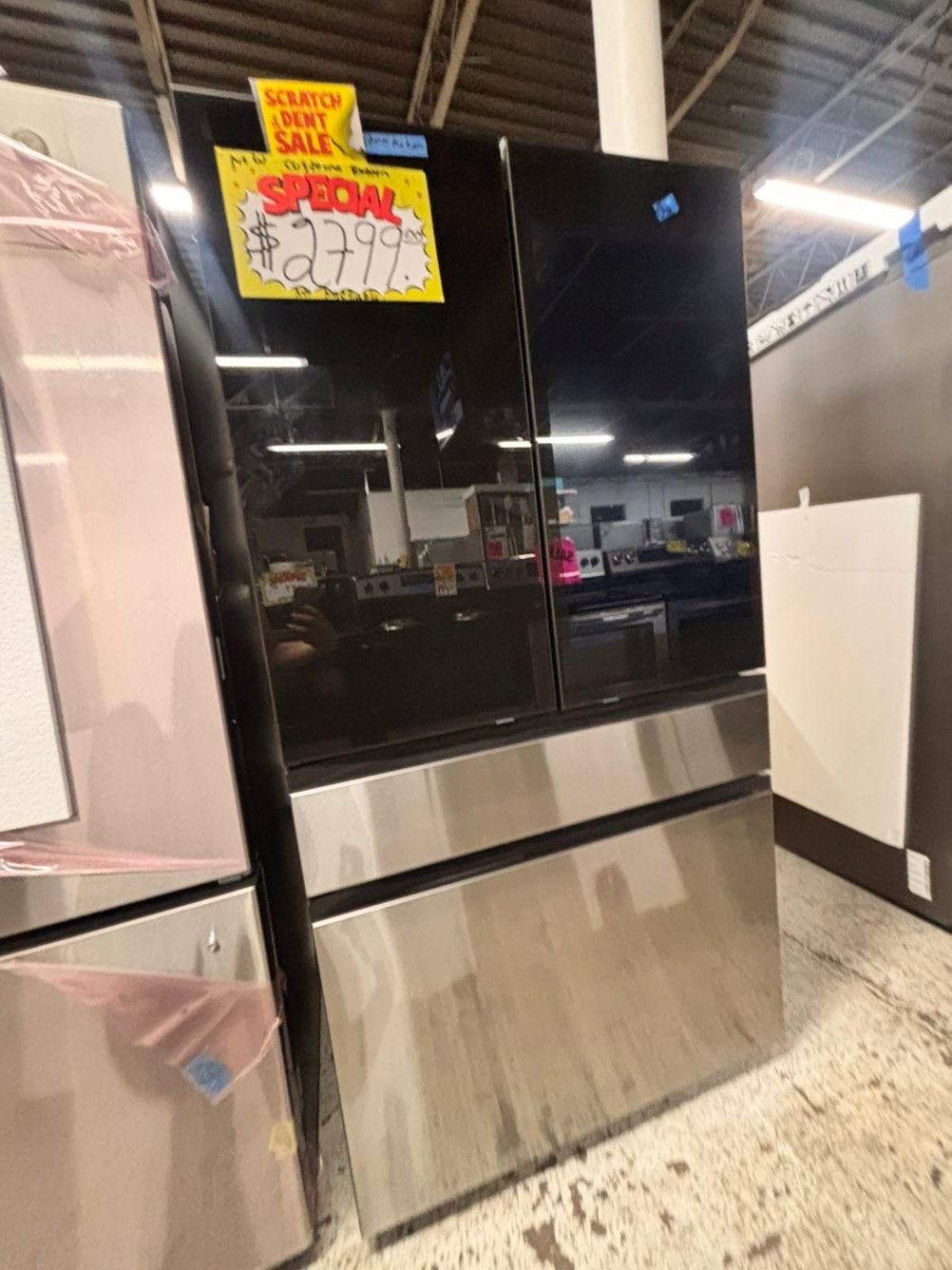 >special🎈New open box (costumer return ) Samsung - Bespoke 29 cu. ft. Full size  4-Door French Door Refrigerator with AI Family Hub+ - Charcoal Glass  & Black/Charcoal #RFFH2241B