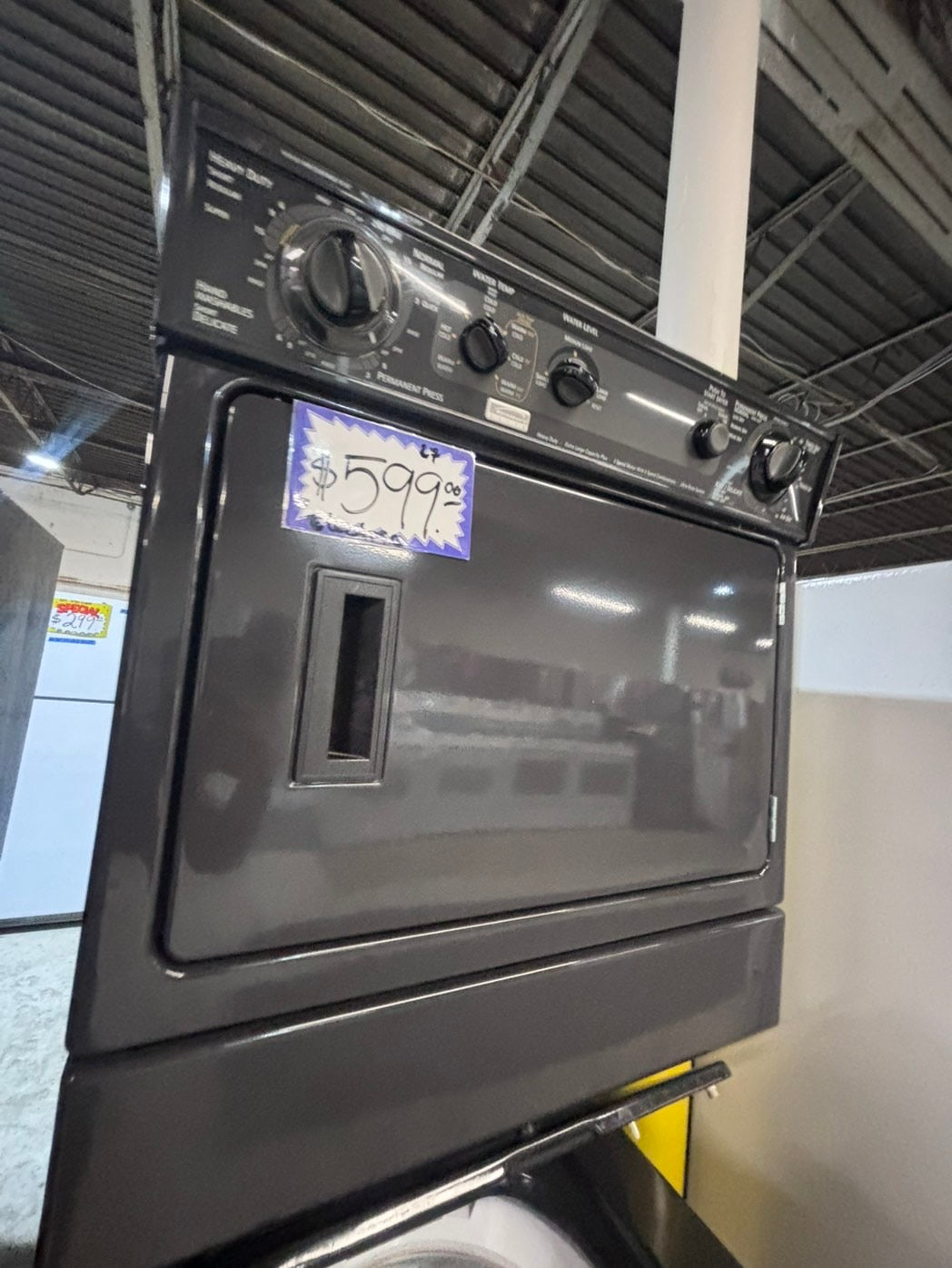 >>used- refurbished kenmore stacked laundry center Electric 220v washer & dryer unit in gray  27" #LWK17DB
