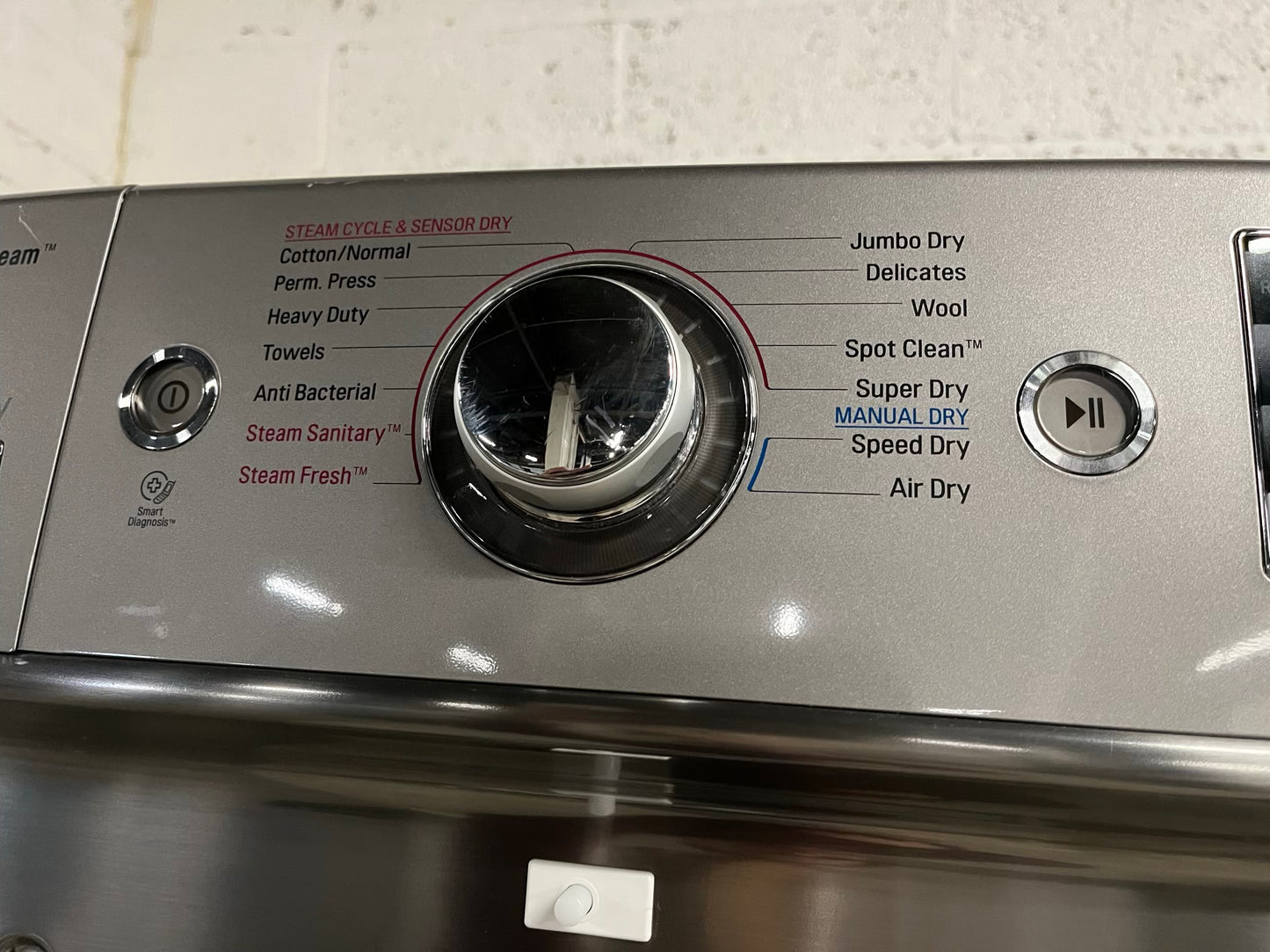 -LG washer & dryer set electric 220v front load jumbo size stackable stainless steel drum 29" #WD185VB Refurbished