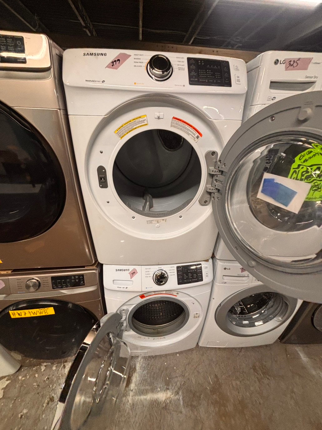 >*Samsung steam washer 4.5 cu ft & dryer 7.5 cu ft set electric steam 220v front load stackable or side by side - sensor dry white color   #WD718SET