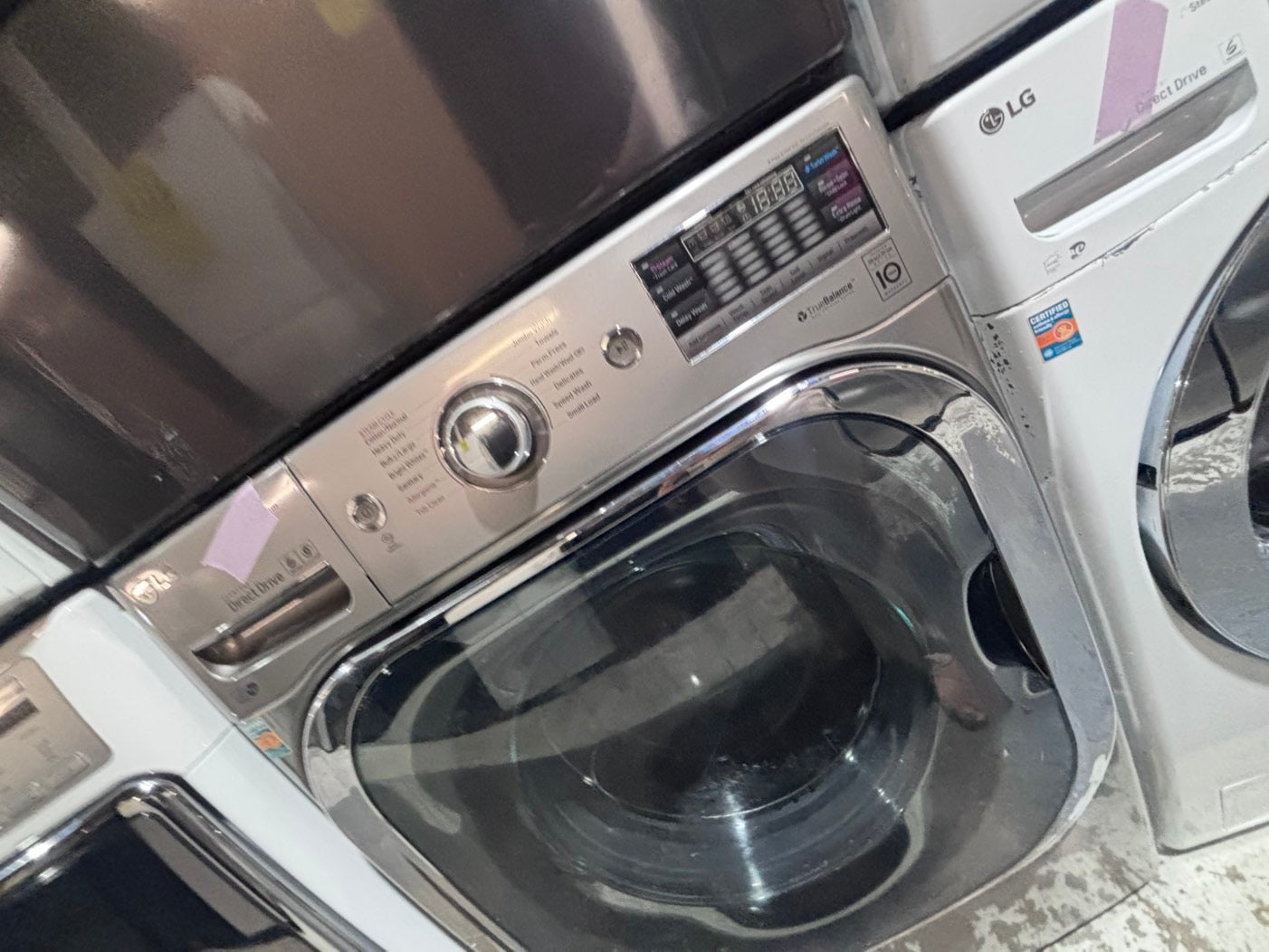 >*used great condition 29”refurbished LG steam washer & dryer mix & match set gas ⛽️ front load jumbo size stackable or side by side stainless steel drum 29" #WEA6G9B