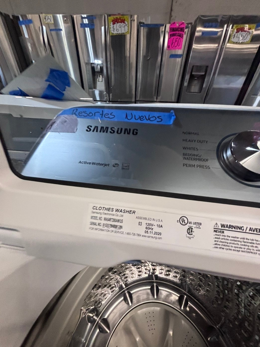>*samsung extra  Large capacity white color Top load washer Drum stainless steel used,refurbished #SWPY57B