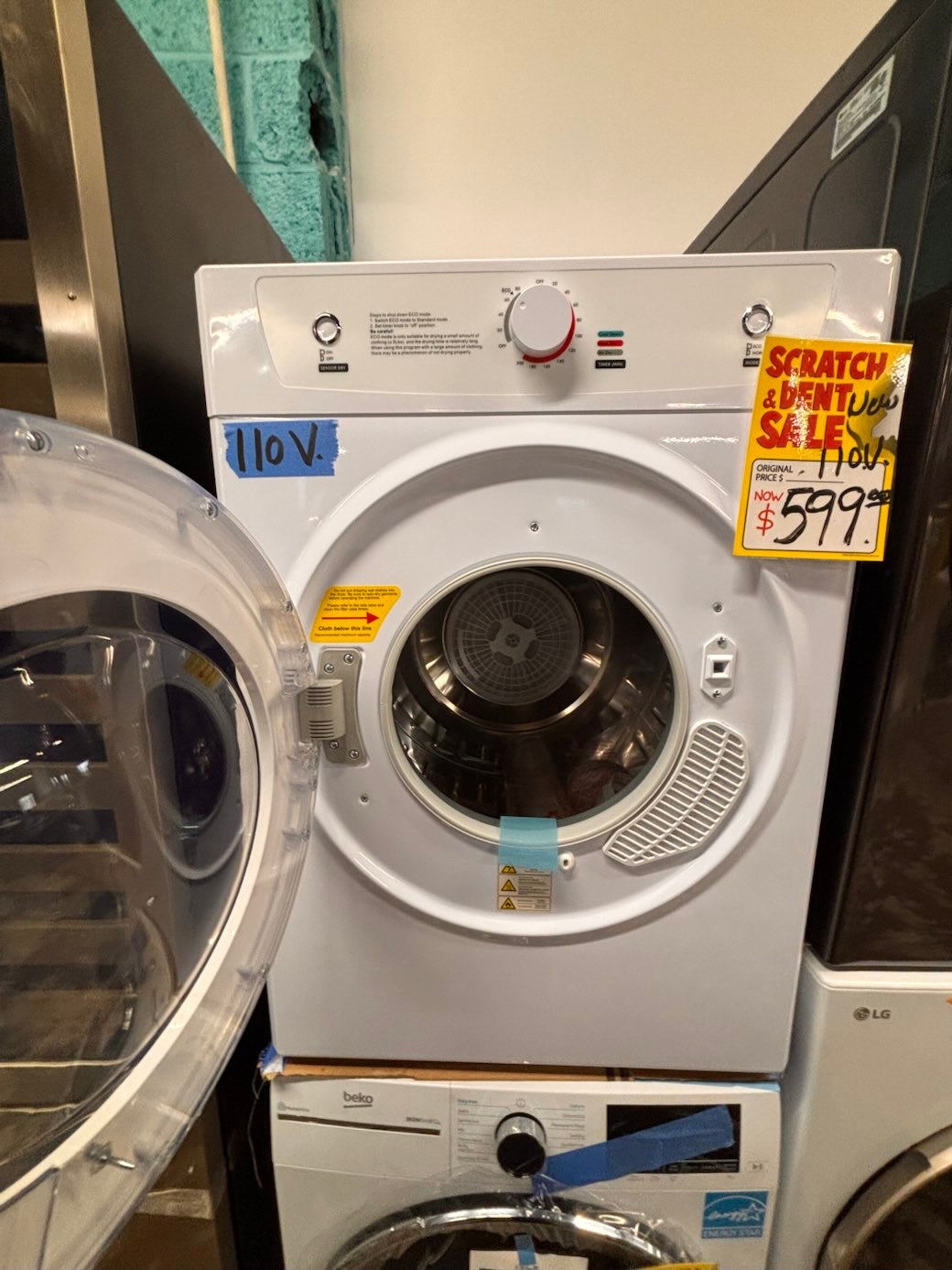 }} 24” Open Box 📦  110V regular 🔌  electric dryer in white color  with warranty , #G110GAB