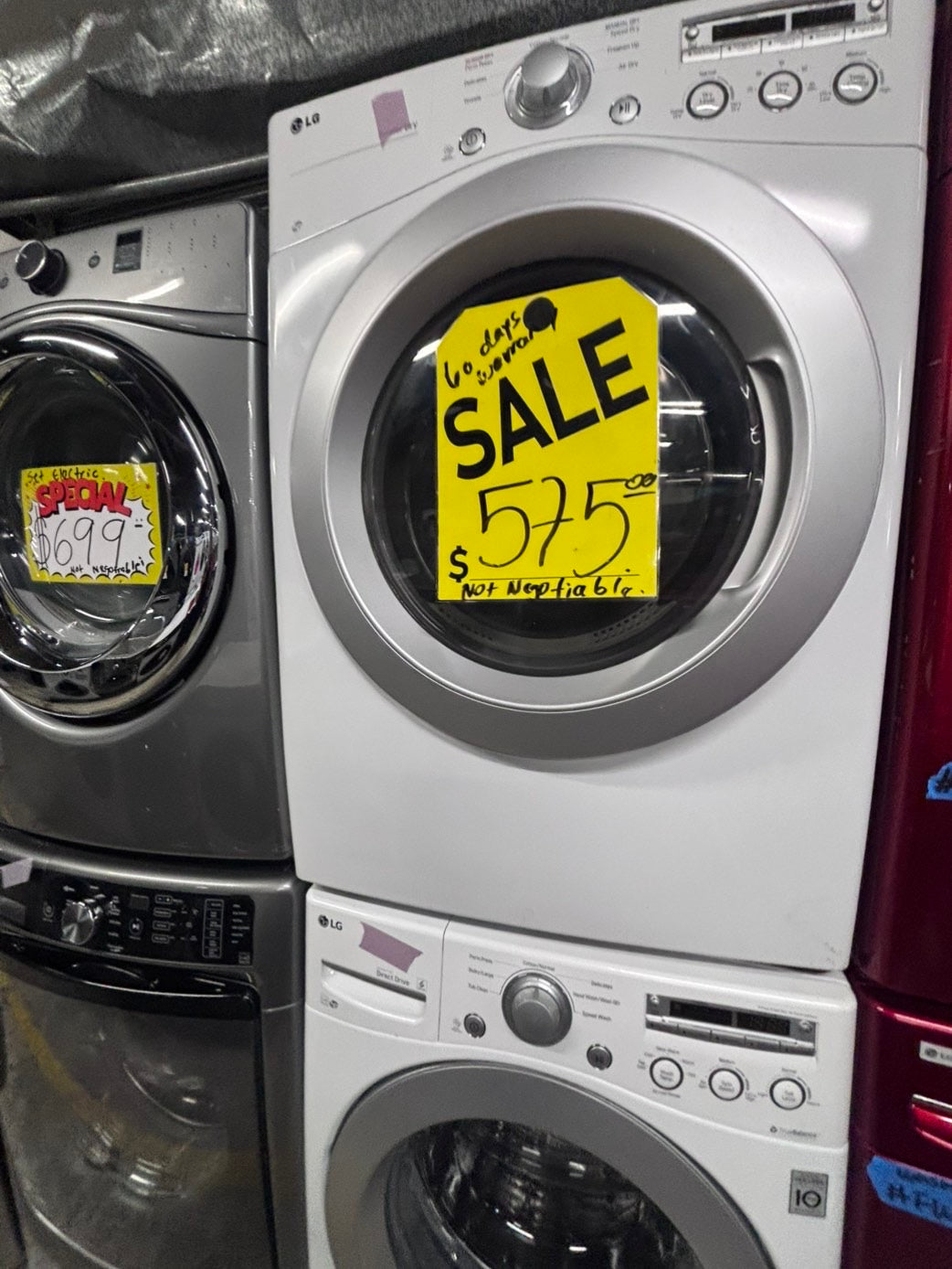 >*LG washer & dryer set electric 220v front load stackable or side by side - sensor dry in white #WLS11D6B