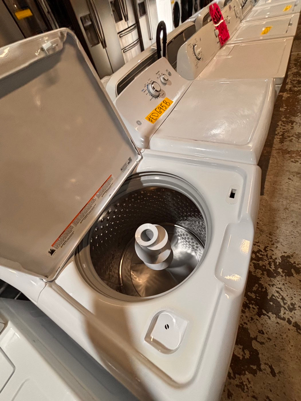 >*GE white  top top load washer with agitator  large capacity & dryer set electric 220v side x side top load stainless steel drum white color used-refurbished #GWD9ABB