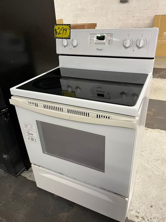 Whirlpool electric 220v range 4 burner bake broil steam clean in white Refurbished 30" #ER942EB
