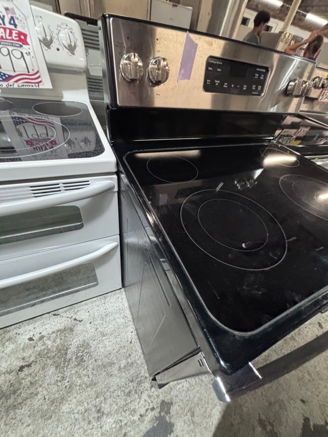 >*GE electric 220v glass top range bake Broil roast self clean stainless steel 30" Refurbished #ESG131B