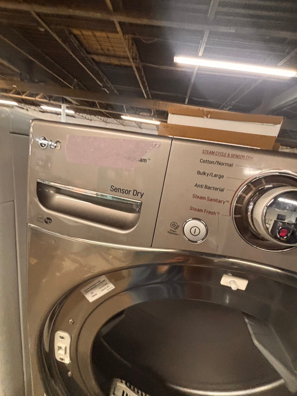 >*Used-great conditions refurbished LG steam washer 4.5cu ft & electric steam dryer 7.5 cu ft large capacity set electric 220v front load stackable or side by side - sensor dry He in silver-gray  #W9PU6SET
