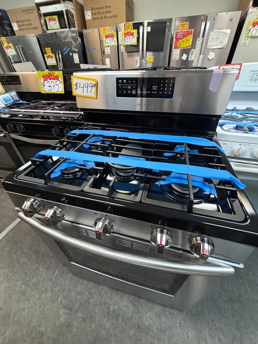 >Samsung stainless steel Gas range 5 burner convection bake roast broil  -used-Refurbished 30” #GRYXV3L