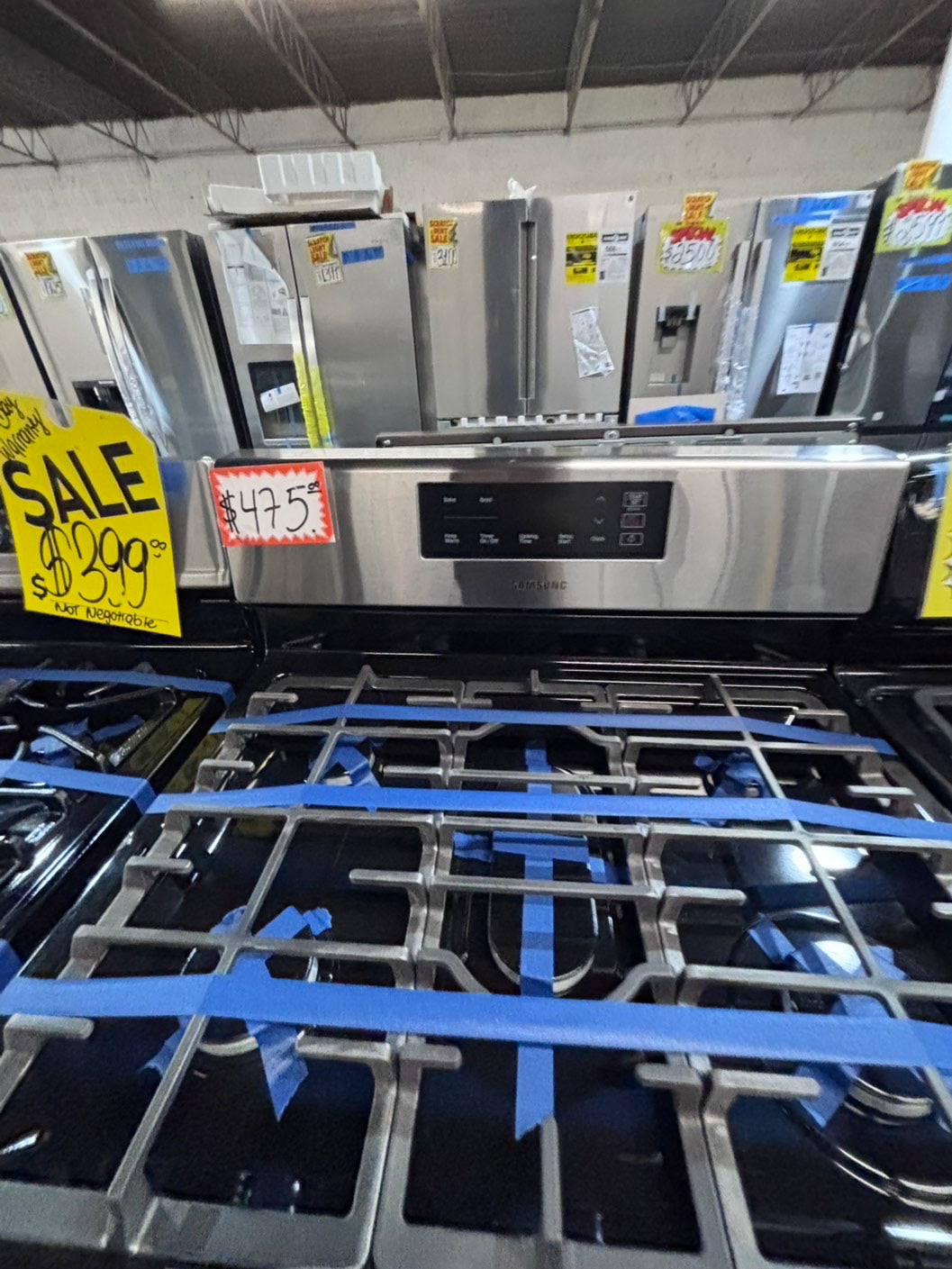 >*samsung Gas range 5 burner convection oven bake ,broil Hi/Lo self clean in stainless steel used-Refurbished 30” #SSY46B