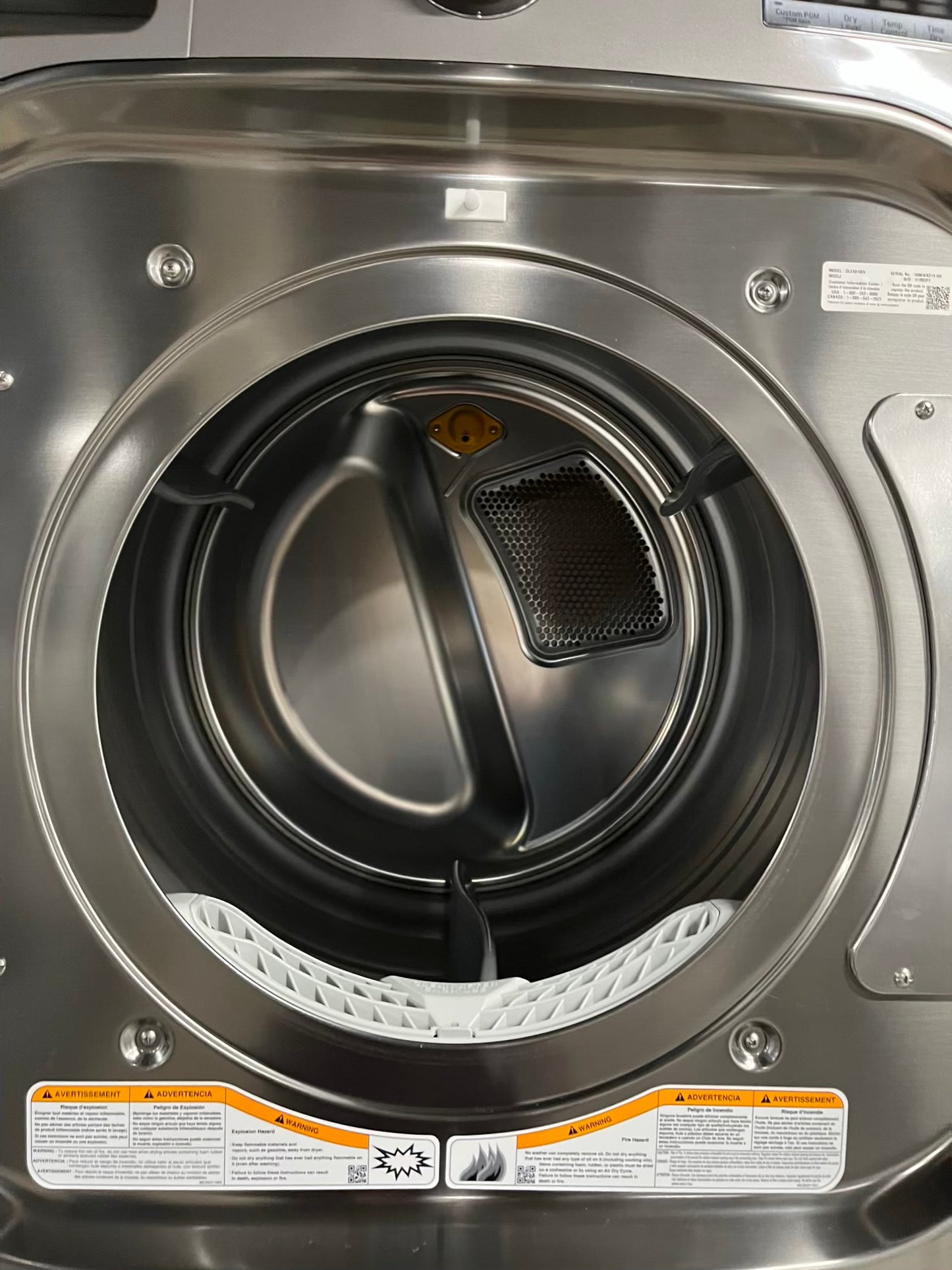 -LG washer & dryer set electric 220v front load jumbo size stackable stainless steel drum 29" #WD185VB Refurbished