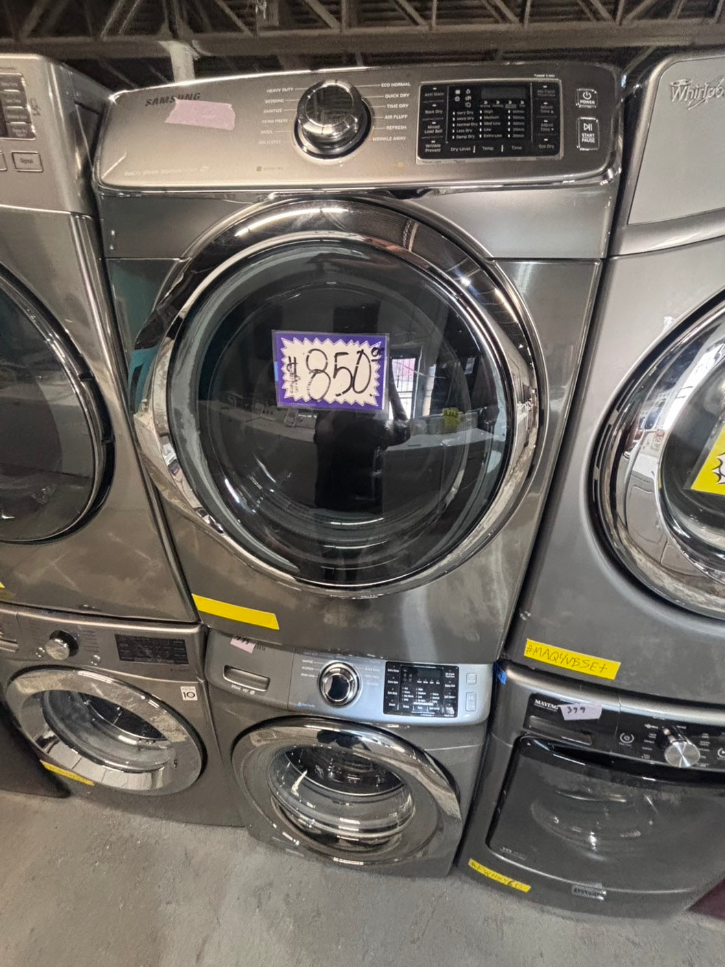 >*Samsung gray washer 4.5cu. ft. Large capacity, & electric dryer set in great condition 27” stackable or side by side  used-refurbished  #SFL23TB