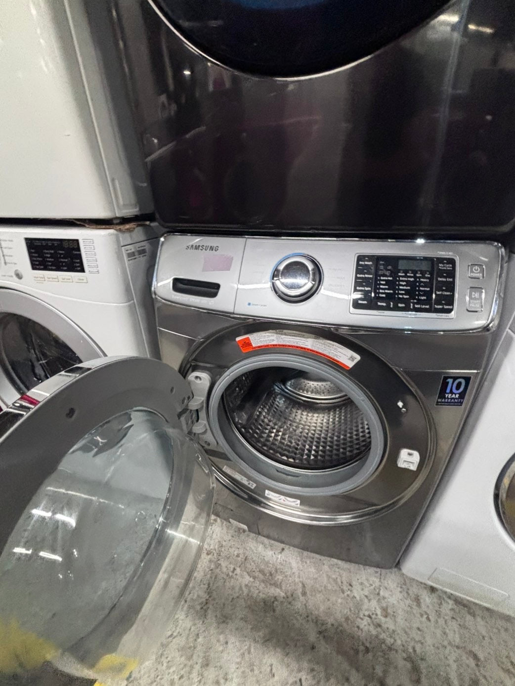 >*Mix & match Samsung dark gray  washer & gas dryer set front load stackable or side by side  27” in used Gas  -Refurbished #SGA64WB