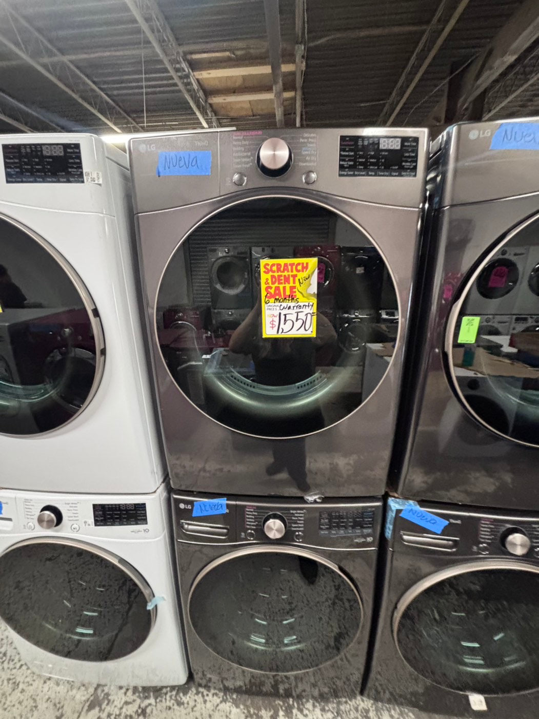 >>LG Open Box 📦 Scratch & Dent 4.5 cu. ft. Ultra Large Capacity Front Load Washer 
 & 7.4 cu. ft. Large Capacity Front Load Electric Dryer - black steel  Set / stock number #WD3A1CB