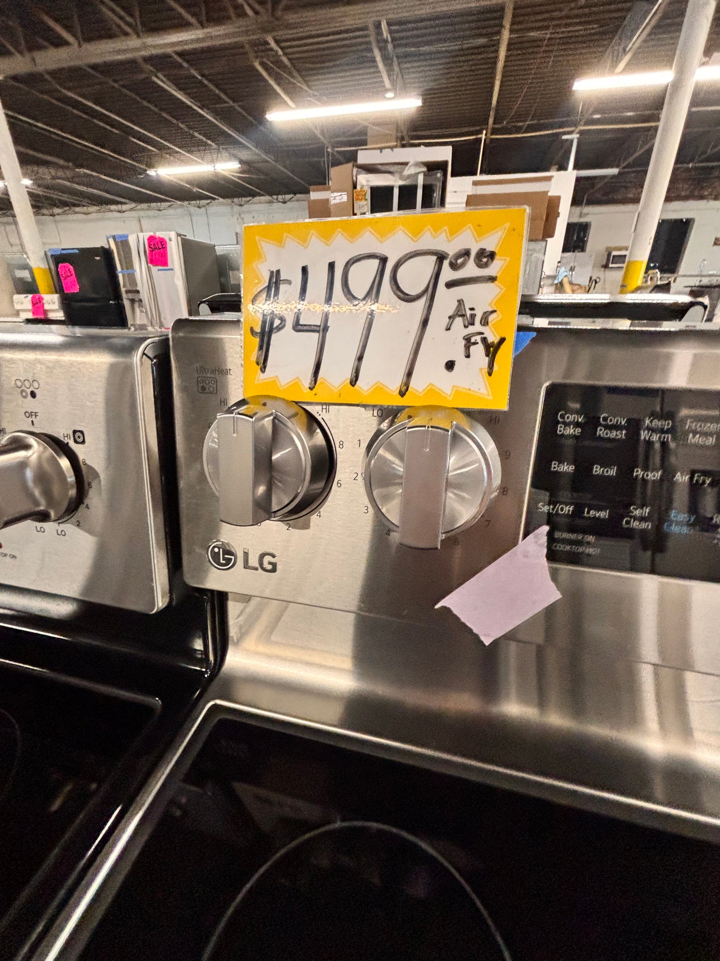 >LG Air-fry Glass Top electric stove stainless steel convection oven bake broil 4 burner Self clean 30” used-Refurbished #WZX223B