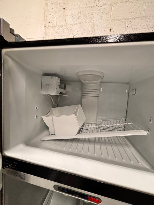 >GE  33” Top freezer fridge   With ice maker inside ,black  used-refurbished #RG21QB