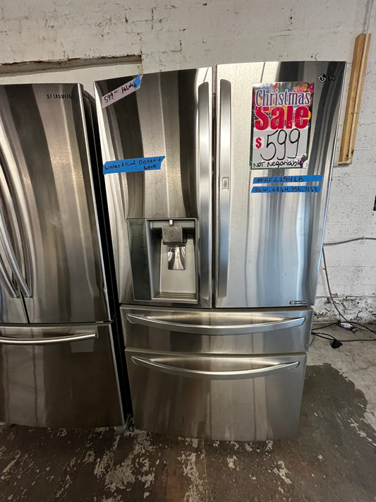 🎁 Holiday Sale 🎄 LG Four door refrigerator Showcase stainless steel w/ice water dispenser 36" Refurbished *NO water ice dispenser #RF22941B