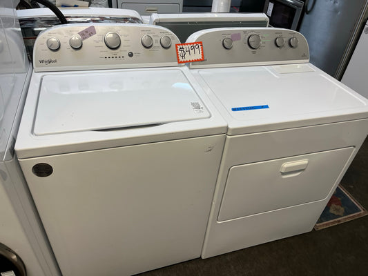 - Whirlpool top load washing machine 4.0 cu ft stainless steel drum w/agitator & side x side electric 220v dryer in white 29" #ED500PB-TR