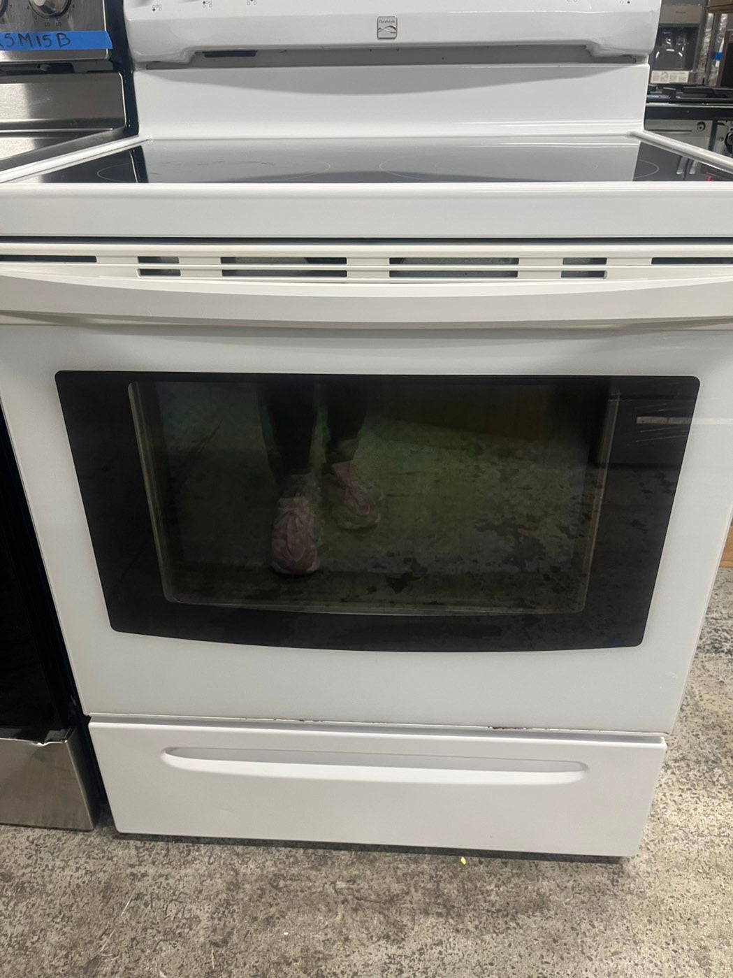 =Kenmore Convection oven Glass Top electric stove white bake broil 5 burner Self clean 30” white Refurbished #ELRA47B