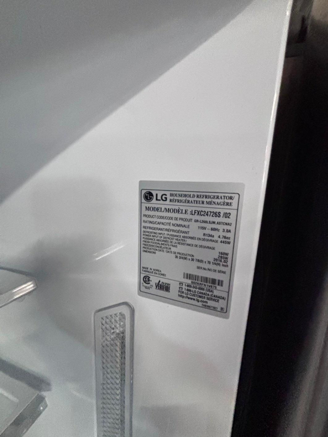 >LG French door Refrigerator counter depth stainless steel w/ ice water dispenser 36" #RTT624B
