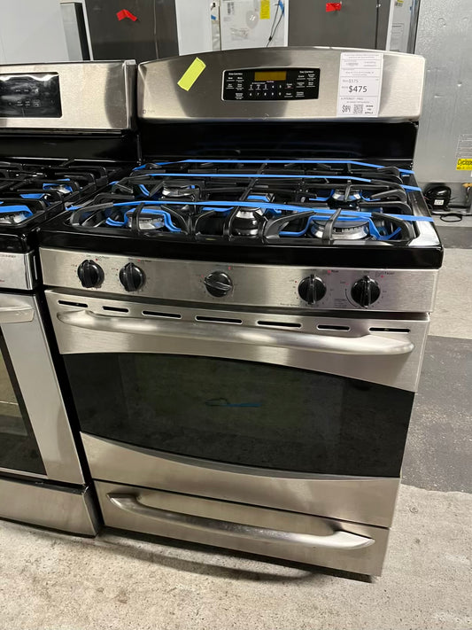 - GE gas range stainless steel 5 burner bake broil hi/lo self clean #GR739FB