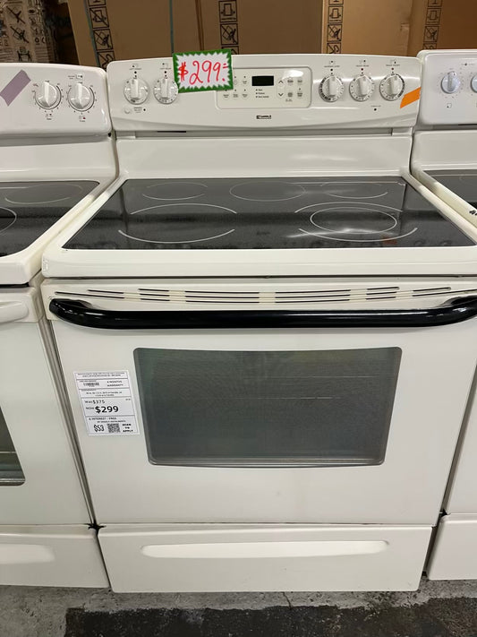 Kenmore electric range 220v 5 burner warm zone bake broil in off white Refurbished 30" #ER182WB