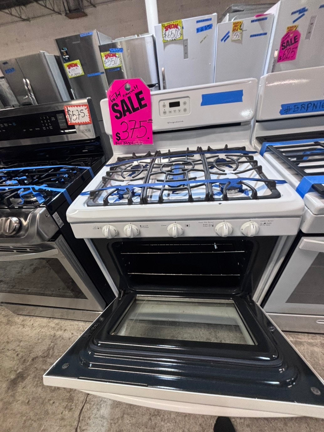 >*special🔥frigidaire Gas range 5 burner  bake ,broil Hi/Lo self clean in used-Refurbished 30” #BG776B