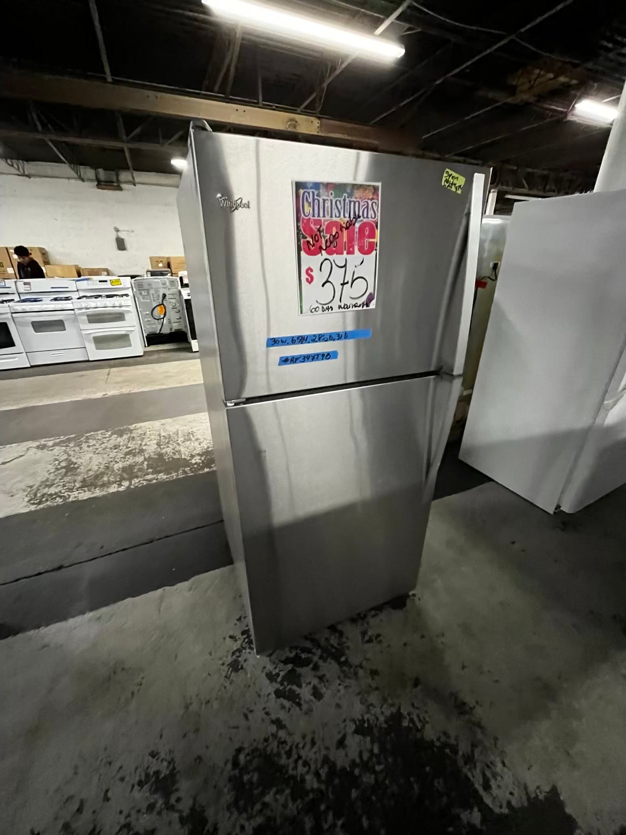 🎄Holiday Sale 🎁” Whirlpool top freezer refrigerator stainless steel  used refurbished 30’ #RF347T9B