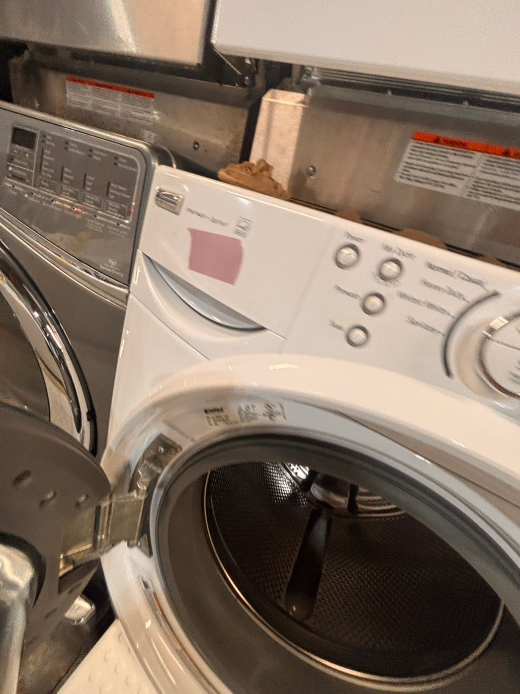 >*SALE🔥used- refurbished Kenmore washer & whirlpool dryer mix & match front load electric 220v large  capacity with pedestals in white  color 27” #ES8KV7B