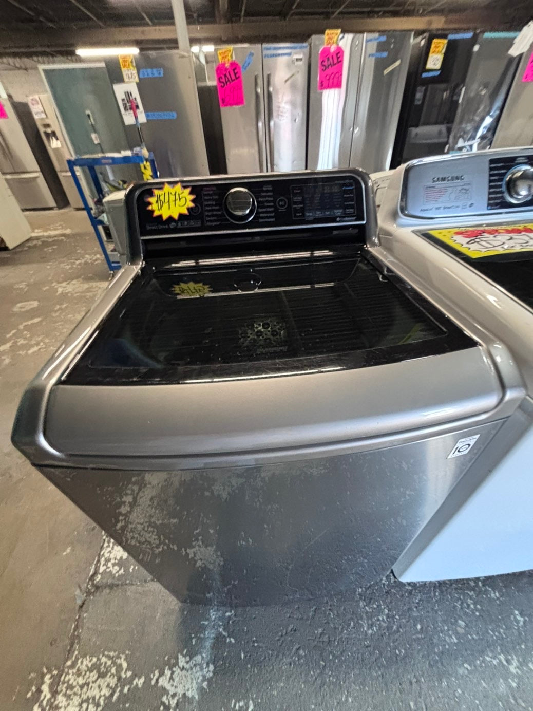 >>LG gray Large capacity Black  Top load washer Drum stainless steel refurbished #SWLR59B