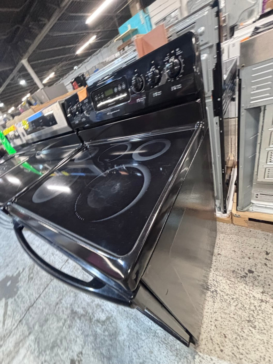 }sale🎈Frigidaire black electric 220v glass top range 5 burners bake Broil roast self clean black color 30" used-Refurbished working 💯with warranty  #BEGE42B