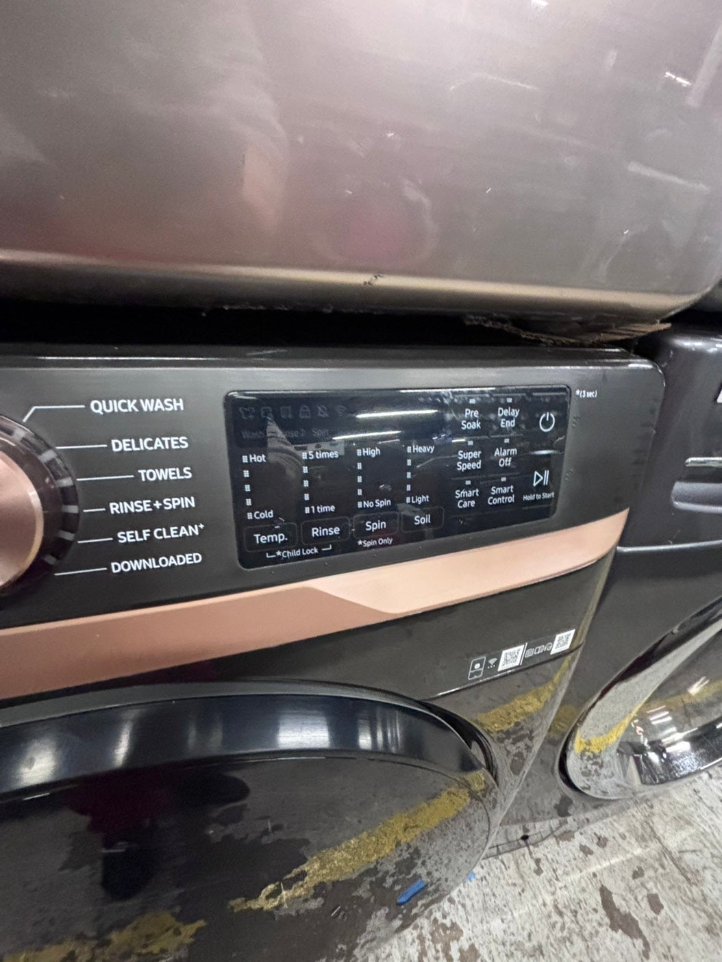 >samsung  front load washer 4.5 cu ft & dryer 7.5 cu ft set electric 220v front load stackable or side by side - sensor dry He in gray   #WDGY6B