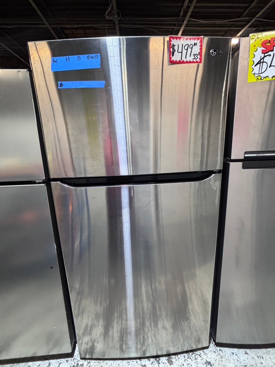>>LG 33” Top freezer fridge   ,stainless steel. used-refurbished #RTLG41B