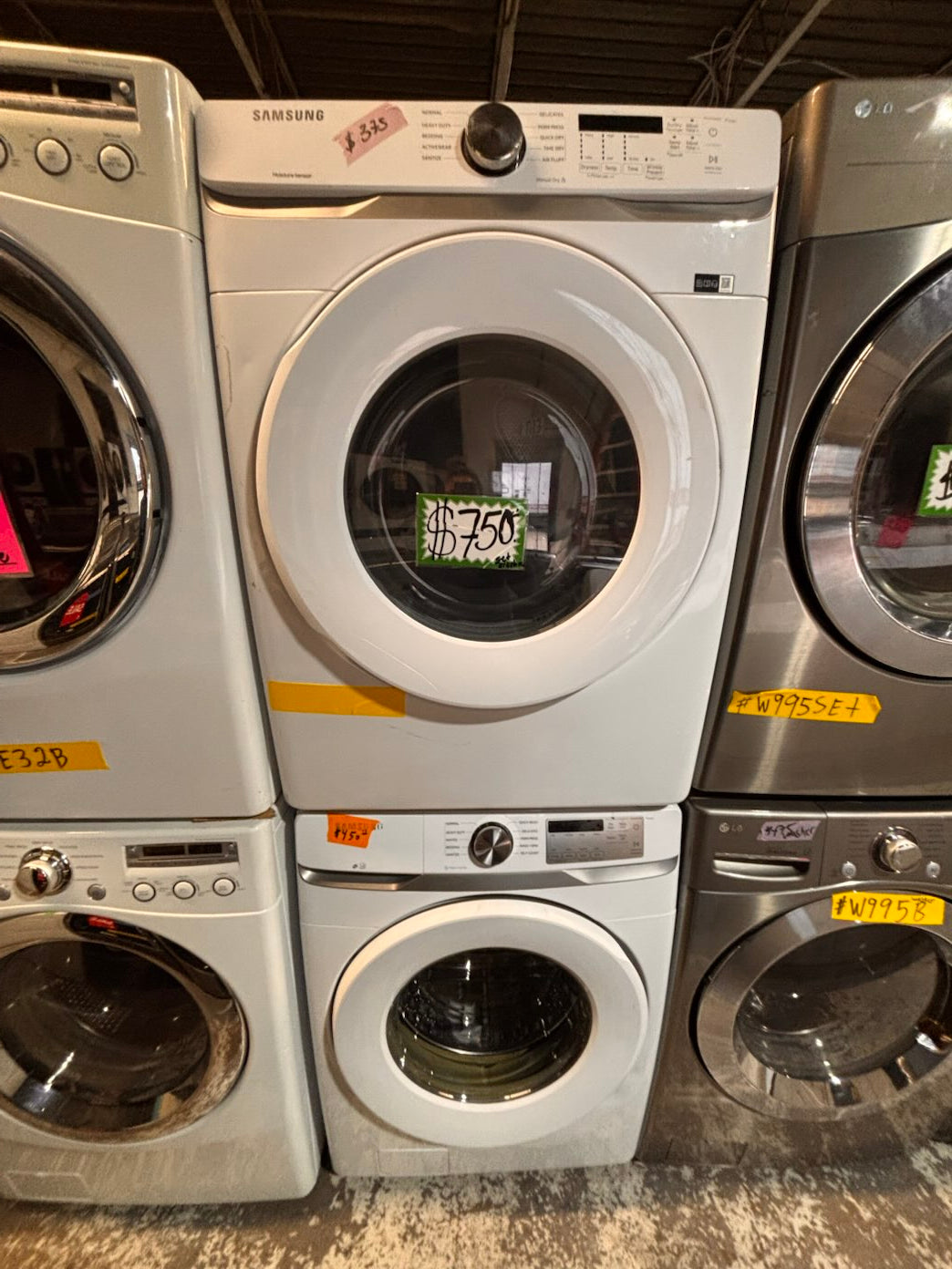 }} Samsung front load  washer large capacity& electric dryer steam set front load stackable or side by side white  27” in used-Refurbished working 💯 with warranty #SAX715ET