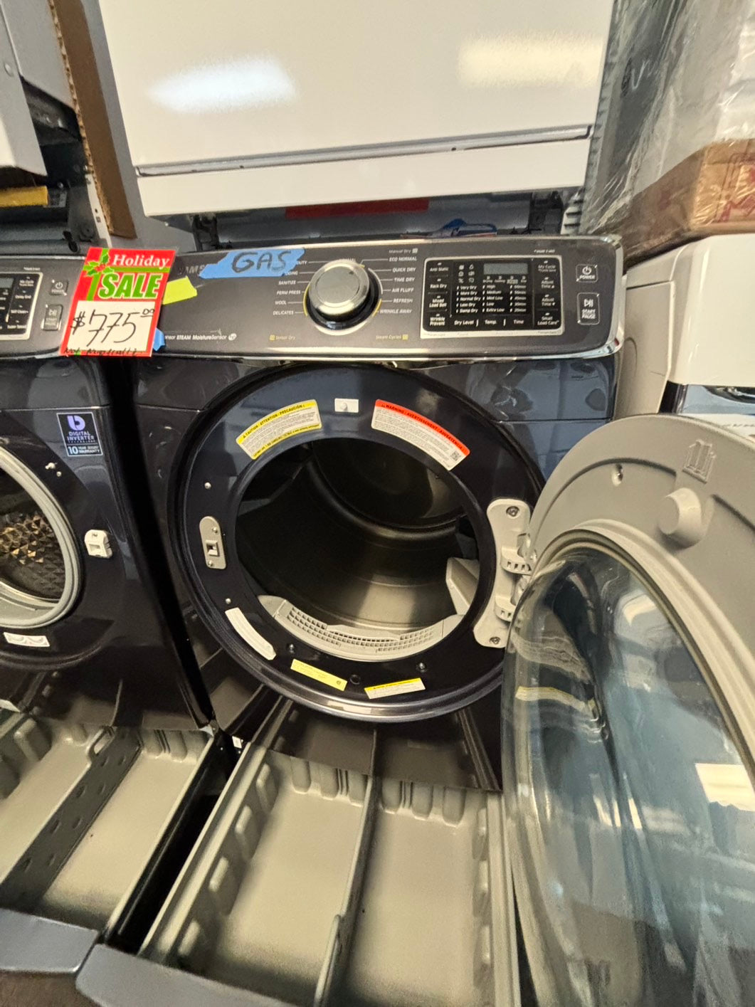 🎄🎄Christmas sale 🎅Samsung  washer & dryer GAS set front load stackable or side by side large capacity stainless steel drum w/pedestal extra storage 27" Refurbished #WDG1167L