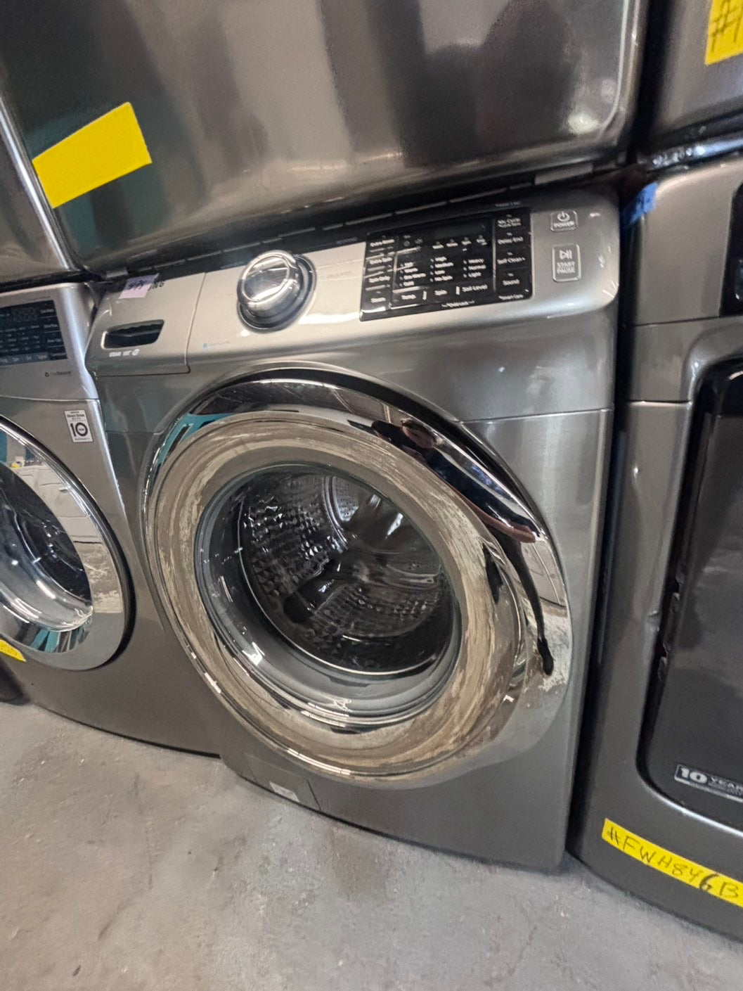 >*Samsung gray washer 4.5cu. ft. Large capacity, & electric dryer set in great condition 27” stackable or side by side  used-refurbished  #SFL23TB
