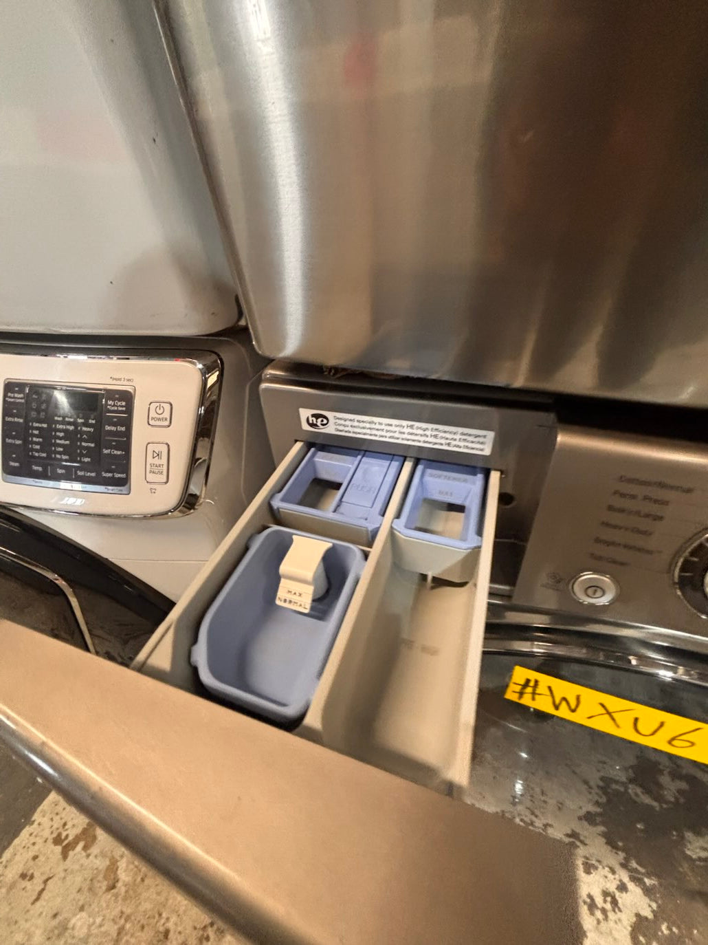 }}LG GAS  washer large capacity& dryer steam set front load stackable or side by side gray-silver 27” working 💯 with warranty !   used-Refurbished #LGSG3SET