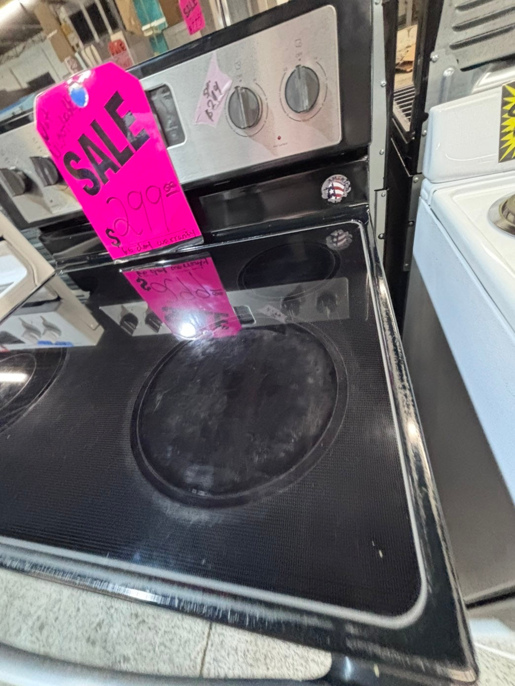 >>whirlpool electric 220v glass top range bake Broil roast self clean stainless steel 30" Refurbished #ES7T23B