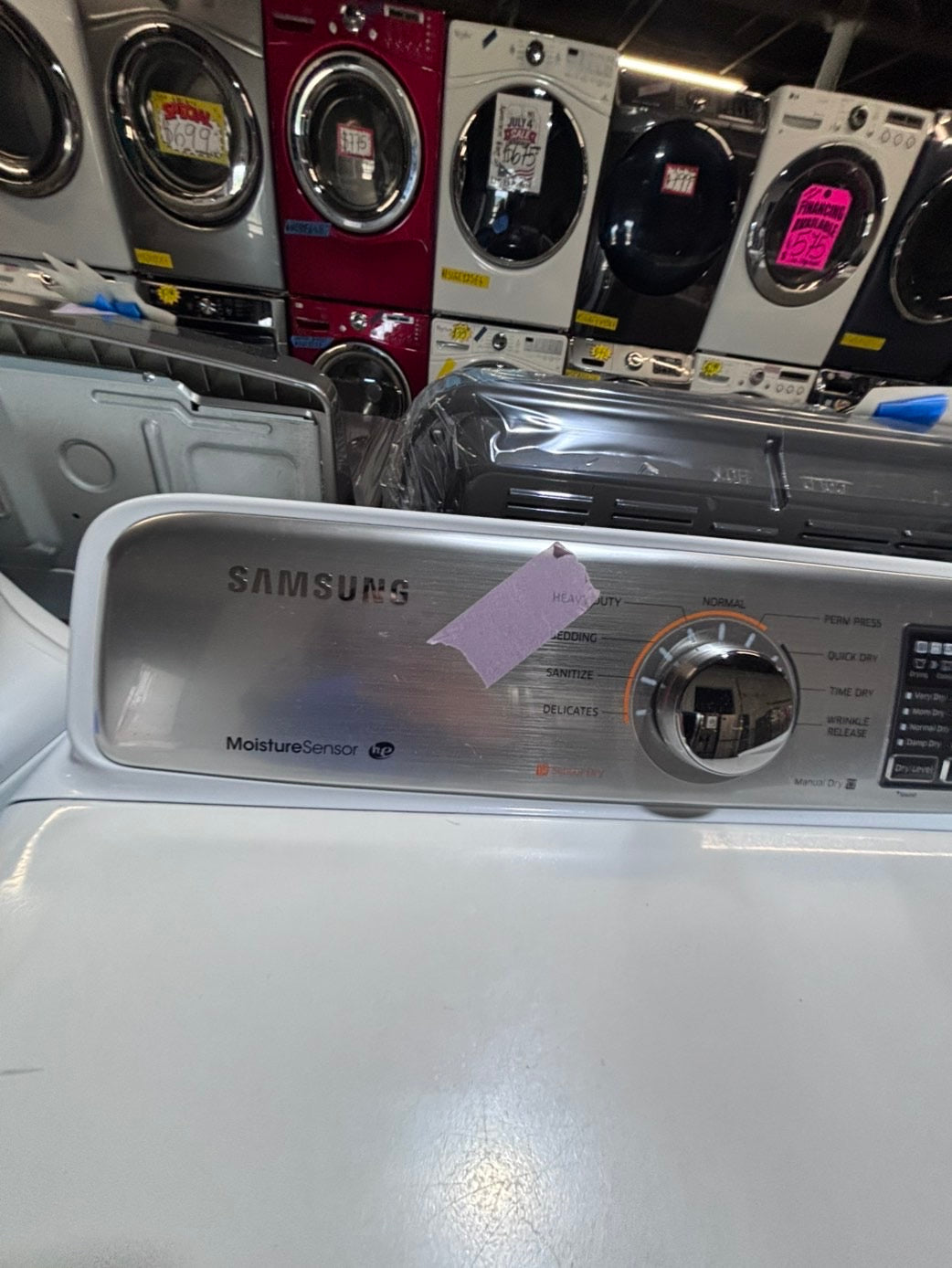 >*samsung white  top top load washer large capacity & dryer set electric 220v side x side top load stainless steel drum white color used-refurbished #W5AABB
