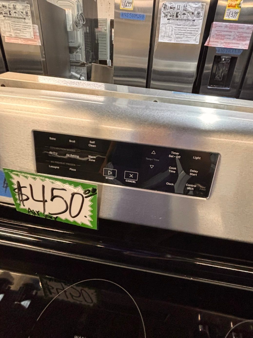 >*whirlpool electric Air-fry 220v glass top range convection-oven  bake Broil roast self clean stainless steel 30" used-Refurbished #EAF661B