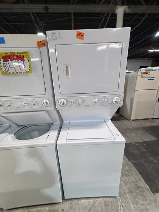 } Kenmore used-  refurbished stacked laundry center Electric 220v washer & dryer unit in white 27" #LC27D18B