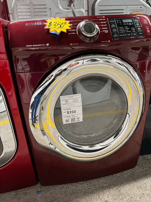 Samsung front load stackable electric 220v dryer in red 29" #ED298NB